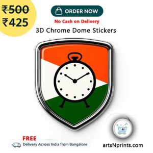 NCP Party Logo 3D Chrome Dome Stickers | Order online delivery by Maharashtra.artsnprints.com